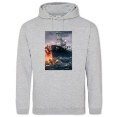 Hoodie with Print World Of Warships Theme - 2XL grey
