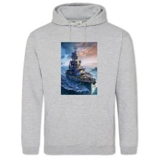 Hoodie with Print World Of Warships Theme Print - 2XL grey