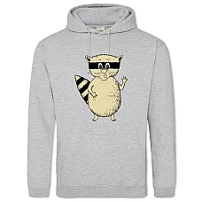 Hoodie with Print Yelloow Raccoon - 2XL grey