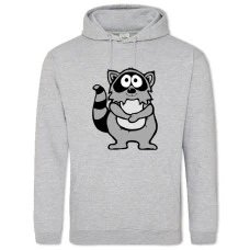 Hoodie with Print Cute Raccoon - 2XL grey