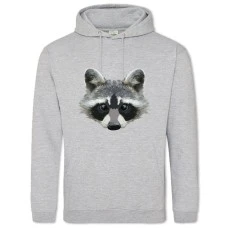 Hoodie with Print Painted Head Of Raccoon - 2XL grey