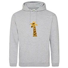 Hoodie with Print Painted Head Of Giraffe - 2XL grey