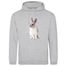 Hoodie with Print White And Grey Rabbit - 2XL grey