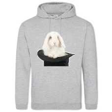 Hoodie with Print White Rabbit In Hat - 2XL grey