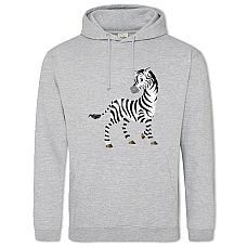 Hoodie with Print Zebra Stands On Three Legs - 2XL grey