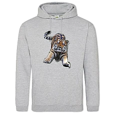 Hoodie with Print Cute Tiger - 2XL grey