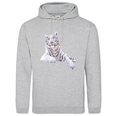 Hoodie with Print White Tiger - 2XL grey