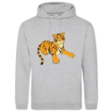 Hoodie with Print Tiger From Cartoon - 2XL grey