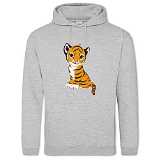 Hoodie with Print Small Tiger From Cartoon - 2XL grey