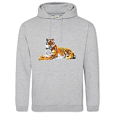 Hoodie with Print Big Tiger Lies - 2XL grey