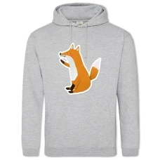 Hoodie with Print Cute Fox Says 'Hi' - 2XL grey