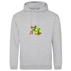Hoodie with Print Frog Hangs Earth - 2XL grey