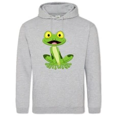 Hoodie with Print Frog With Yellow Eyes - 2XL grey