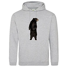 Худи с принтом Большой Медведь Стоит - 2XL серый