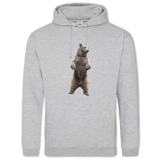 Hoodie with Print White Bear Stands - 2XL grey