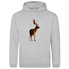 Hoodie with Print Dear With Big Horns - 2XL grey