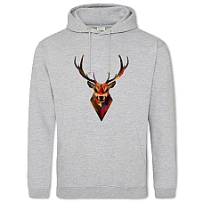 Hoodie with Print Art Head Of Dear - 2XL grey