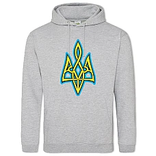 Hoodie with Print Coat of arms Ukraine - 2XL grey