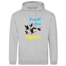 Hoodie with Print Battle geese of Ukraine - 2XL grey