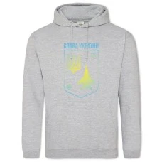 Hoodie with Print Coat of arms of Ukraine Ghost of Kyiv Glory to Ukraine - 2XL grey