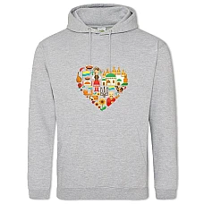 Hoodie with Print Ukraine Heart with Ukrainian symbols - 2XL grey