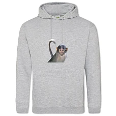 Hoodie with Print Cute Monkey With Gren Eyes - 2XL grey