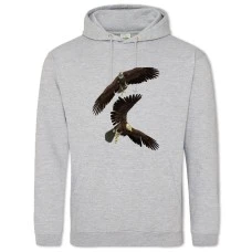 Hoodie with Print Two Eagles Fly - 2XL grey