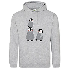 Hoodie with Print Cute Penguin's Family - 2XL grey