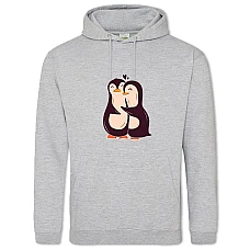 Hoodie with Print Two Cute Penguins - 2XL grey