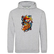Hoodie with Print Colorful Fish - 2XL grey