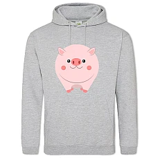 Hoodie with Print Cute Pig - 2XL grey