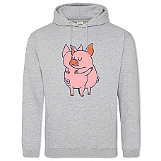 Hoodie with Print Two Pigs - 2XL grey