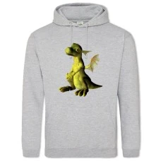 Hoodie with Print Green Cute And Small Dinosaur - 2XL grey