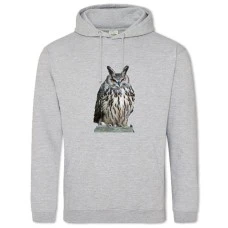 Hoodie with Print Angry Funny Owl - 2XL grey