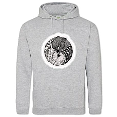 Hoodie with Print Two Owls - 2XL grey