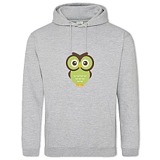 Hoodie with Print Green Owl - 2XL grey