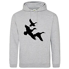 Hoodie with Print Three Ducks Fly - 2XL grey