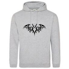 Hoodie with Print Bat - 2XL grey