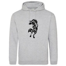 Hoodie with Print Wolf Like Tattoo - 2XL grey