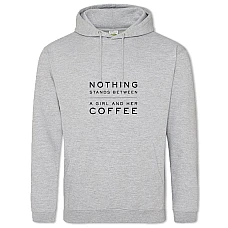 Hoodie with Print Coffee And Girl - 2XL grey