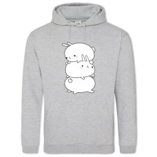 Hoodie with Print Three Funny Rabbits - 2XL grey