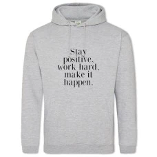 Hoodie with Print Stay, Work, Make - 2XL grey