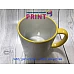 Cup with a yellow handle and a rim