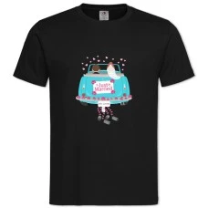 TWedding Car With A Newly-Married Couple -shirt with Print Wedding Car With A Newly-Married Couple - 2XL black