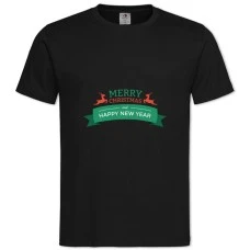 TWith Christmas And New Year With Red Deer -shirt with Print With Christmas And New Year With Red Deer - 2XL black