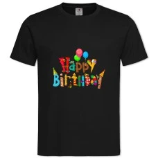 TBirthday Balloons And Ice Cream -shirt with Print Birthday Balloons And Ice Cream - 2XL black