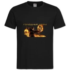 TThe Hunger Games Katniss Everdeen Fire Russian Logo -shirt with Print The Hunger Games Katniss Everdeen Fire Russian Logo - 2XL black