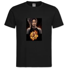 TThe Hunger Games Katniss Everdeen Fire Logo Print -shirt with Print The Hunger Games Katniss Everdeen Fire Logo Print - 2XL black