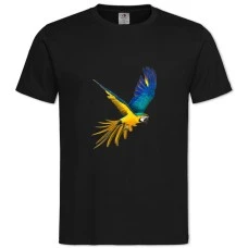 TBlue And Yellow Parrot Flies -shirt with Print Blue And Yellow Parrot Flies - 2XL black