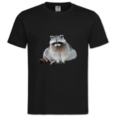 Футболка с принтом Толстый Енот - 2XL черная